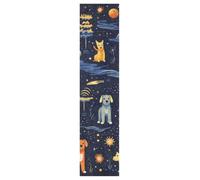 Linnyio Orange Dogs Planets Stars Night Sky Skateboard Grip Tape Sheets Graphic Longboard Griptape BUBBLE FREE Anti-Slip Tapes for Teens Girls Boys