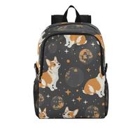 Linnyio Orange Pugs Dark Sky Moons Stars Foldable Waterproof Lightweight Backpack Hiking Daypack Packable for Travel Camping Outdoor