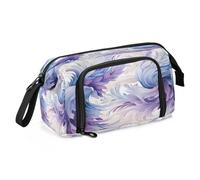 Linnyio Purple Blue Fish White Art Pencil Case Large Capacity Pen Pouch for Students Girls Boys