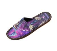 Linnyio Purple Christmas Music Dj Travel Beach Slippers for Youth Lightweight Waterproof Open Toe Sandals Non-Slip for Indoor & Outdoor Women Men
