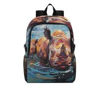 Linnyio Rhinos Water Wild Peaceful Foldable Waterproof Lightweight Backpack Hiking Daypack Packable for Travel Camping Outdoor