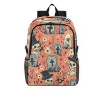 Linnyio Skeleton Grave Tombstone Orange Foldable Waterproof Lightweight Backpack Hiking Daypack Packable for Travel Camping Outdoor