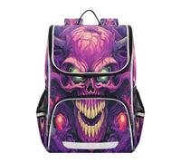 Linnyio Skull Purple Creepy Intricate Bookbag Student Backpack High-capacity Bag for Girls Boys