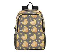 Linnyio Sleeping Lions Moon Yellow Stars Foldable Waterproof Lightweight Backpack Hiking Daypack Packable for Travel Camping Outdoor