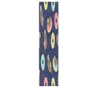 Linnyio Sloths Colorful Rings Dark Blue Skateboard Grip Tape Sheets Graphic Longboard Griptape BUBBLE FREE Anti-Slip Tapes for Teens Girls Boys