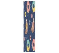 Linnyio Sloths Donuts Space Floating Cute Skateboard Grip Tape Sheets Graphic Longboard Griptape BUBBLE FREE Anti-Slip Tapes for Teens Girls Boys