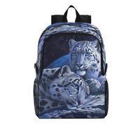 Linnyio Snow Leopards Blue Peaceful Foldable Waterproof Lightweight Backpack Hiking Daypack Packable for Travel Camping Outdoor