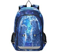 Linnyio Snow Leopards Moonlight Glowing Bookbag School Student Bag Kids' Backpacks for Travel Teen