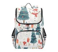 Linnyio Snowman Christmas Trees Winter Bookbag Student Backpack High-capacity Bag for Girls Boys