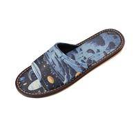 Linnyio Space Planets Doodles Travel Beach Slippers for Youth Lightweight Waterproof Open Toe Sandals Non-Slip for Indoor & Outdoor Women Men