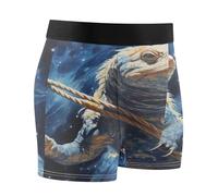 Linnyio Star Blue Komodo Dragon Men's Boxer Briefs Soft Waistband Underwear for Youth(2PACK)