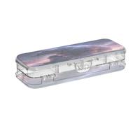 Linnyio Starry Purple Bear Snow Clear Pencil Cases Box Pen Case Organizer for School Office