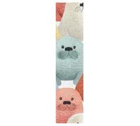Linnyio Walrus Cartoon Blue Orange Skateboard Grip Tape Sheets Graphic Longboard Griptape BUBBLE FREE Anti-Slip Tapes for Teens Girls Boys