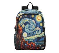 Linnyio Watercolor Cartoon Art Moonlight Foldable Waterproof Lightweight Backpack Hiking Daypack Packable for Travel Camping Outdoor