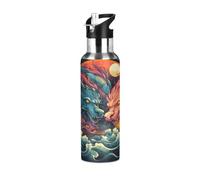 Linnyio Watercolor Cool Dragons Water Bottle Insulated Thermos Sport Vacuum Cup Stainless Steel Jug for Coffee Tea