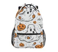 Linnyio White Pumpkins Cute Spirits School Backpack for Girls Boys Bookbags Stylish Design Student Bags