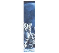 Linnyio White Snow Leopard Blue Moon Skateboard Grip Tape Sheets Graphic Longboard Griptape BUBBLE FREE Anti-Slip Tapes for Teens Girls Boys