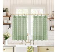 Lino Rosa Short Curtains for Windows Bathroom Bedroom,Green Boho Cute Aesthetic Farmhouse Sheer RV Window Curtains
