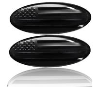 LINOAH 9 Inch Front Grill Rear Tailgate Emblem for 04-14 F150, 11-14 Edge, 11-16 Explorer, 06-11 Ranger, 07-14 Expedition, 9"X3.5" for Ford, Pack of 2, Black American Flag