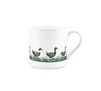 Linocut Ducks Mug - Small Countryside Game Bird Themed Gifts - White Bone China Tea/Coffee Cup Present