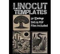 Linocut Templates Nature & Animal: 50 Printable Motifs | PDF File via QR Code | Woodland Creatures, Landscapes, Flowers & Wildlife Patterns