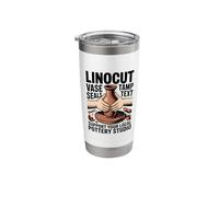 Linocut Vase Seals Tamp Text Support Your Local Pottery Stainless Steel Insulated Tumbler