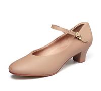 Linodes PU Leather Ankle Strap Character Shoe 1.55'' Dance Shoes for Women-UPD, Light Suntan, 10 UK Wide