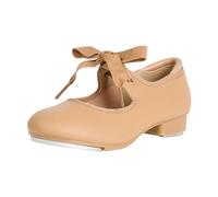 Linodes PU Leather Ribbon Tie Tap Shoe for Girls Boys Dance Shoes Flat