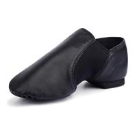 Linodes Unisex 006 PU Leather Upper Slip-on Jazz Shoe for Women and Men's Dance Shoes black Size: 11 Women/10.5 Men