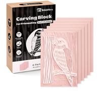 Linoleum Blocks for Printmaking Supplies - 6PCS 4”x6”Rubber Linocut Block Printing Kit for Stamp Carving, Soft Relief Printing Linoleum for DIY Crafts & Art Projects