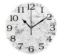 linomo Abstract Black White Marble Wall Clock Decor, Silent Non Ticking Round Clock Quiet for Kitchen Living Room Bedroom Bathroom Office