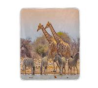 linomo African Giraffe Zebra Print Throw Blanket for Couch Sofa Bed, Throws for Kids Boys Girls Adult 50 x 60 Inch