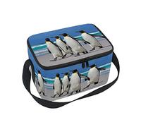 Linomo Animal Cute Penguin Lunch Box Insulated Lunch Bag, Shoulder Strap Cooler Lunchbox Lunch Tote Bag Handbag Reusable Bag for Kids Women Men