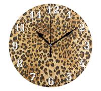 linomo Animal Leopard Print Wall Clock Decor, Silent Non Ticking Round Clock Quiet for Kitchen Living Room Bedroom Bathroom Office