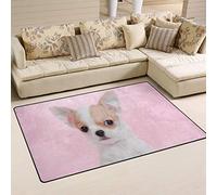 linomo Area Rug Cute Chihuahua Dog Pink Rose Floor Rugs Doormat Living Room Home Decor, Carpets Area Mats for Kids Boys Girls Bedroom 31 x 20 Inches