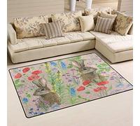 linomo Area Rug Cute Rabbit Bunny Hare Floor Rugs Doormat Living Room Home Decor, Carpets Area Mats for Kids Boys Girls Bedroom 60 x 39 Inches