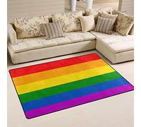 linomo Area Rug LGBT Gay Pride Rainbow Peace Love Floor Rugs Doormat Living Room Home Decor, Carpets Area Mats for Kids Boys Girls Bedroom 31 x 20 Inches