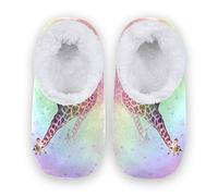 linomo Colorful Giraffe Slippers for Women, Womens House Slippers Indoor Slipper Socks House Shoes Bedroom Socks Shoe Multicolor
