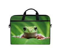 Linomo Computer Bag Cute Animal Frog Laptop Sleeve Case Briefcase Messenger Sleeve Laptop Shoulder Bag fits 13 Inch 14 Inch 14.5 Inch Laptop for Women Men Office Kids School
