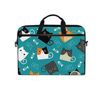 Linomo Computer Bag Cute Cat Pattern Laptop Sleeve Case Briefcase Messenger Sleeve Laptop Shoulder Bag fits 13 Inch 14 Inch 14.5 Inch Laptop for Women Men Office Kids School