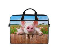 Linomo Computer Bag Cute Funny Pig Laptop Sleeve Case Briefcase Messenger Sleeve Laptop Shoulder Bag fits 13 Inch 14 Inch 14.5 Inch Laptop for Women Men Office Kids School