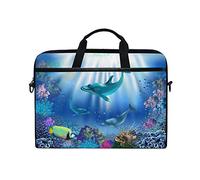 Linomo Computer Bag Tropical Fish Sea Dolphin Laptop Sleeve Case Briefcase Messenger Sleeve Laptop Shoulder Bag fits 13 Inch 14 Inch 14.5 Inch Laptop for Women Men Office Kids School