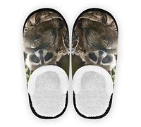 linomo Cute Animal Raccoon Slippers for Women Men Kids, Womens House Slippers Indoor Slipper House Shoes Bedroom Travel Shoe