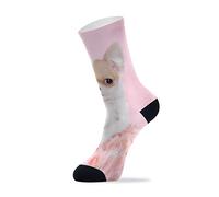 Linomo Cute Chihuahua Dog Pink Rose Fancy Outdoor Sports Casual Crew Socks High Ankle, Dress Socks for Men Women 2 Pack