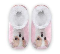 linomo Cute Chihuahua Dog Pink Rose Slippers for Women, Womens House Slippers Indoor Slipper Socks House Shoes Bedroom Socks Shoe