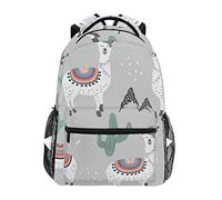 Linomo Cute Lama Alpaca Llama Cactus Backpack Daypacks Bookbag Camping Hiking Travel School Shoulder Bag for Kids Boys Girls Men Women