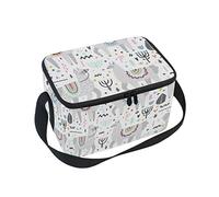 Linomo Cute Lama Alpaca Llama Lunch Box Insulated Lunch Bag, Cooler Lunchbox Lunch Tote Bag Handbag Reusable Bag for Kids Women Men