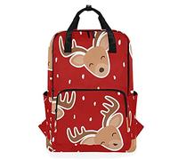 Linomo Cute Reindeer Deer Christmas Backpack Daypacks Bookbag Camping Hiking Travel School Shoulder Bag Laptop Rucksack Computer Backpack for Kids Boys Girls Men Women