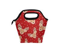 Linomo Cute Reindeer Deer Christmas Lunch Box Insulated Lunch Bag, Cooler Lunchbox Lunch Tote Bag Handbag Reusable Bag for Kids Women Men