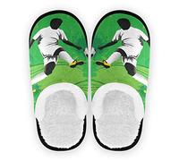 linomo Football Soccer Player Green Slippers for Women Men Kids, Womens House Slippers Indoor Slipper House Shoes Bedroom Travel Shoe
